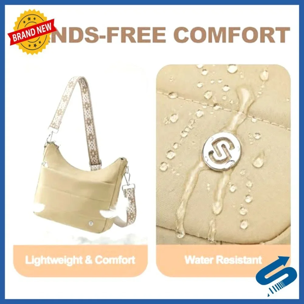Quilted Puffer Hobo Crossbody Bag with RFID Blocking & Built-in Wallet
